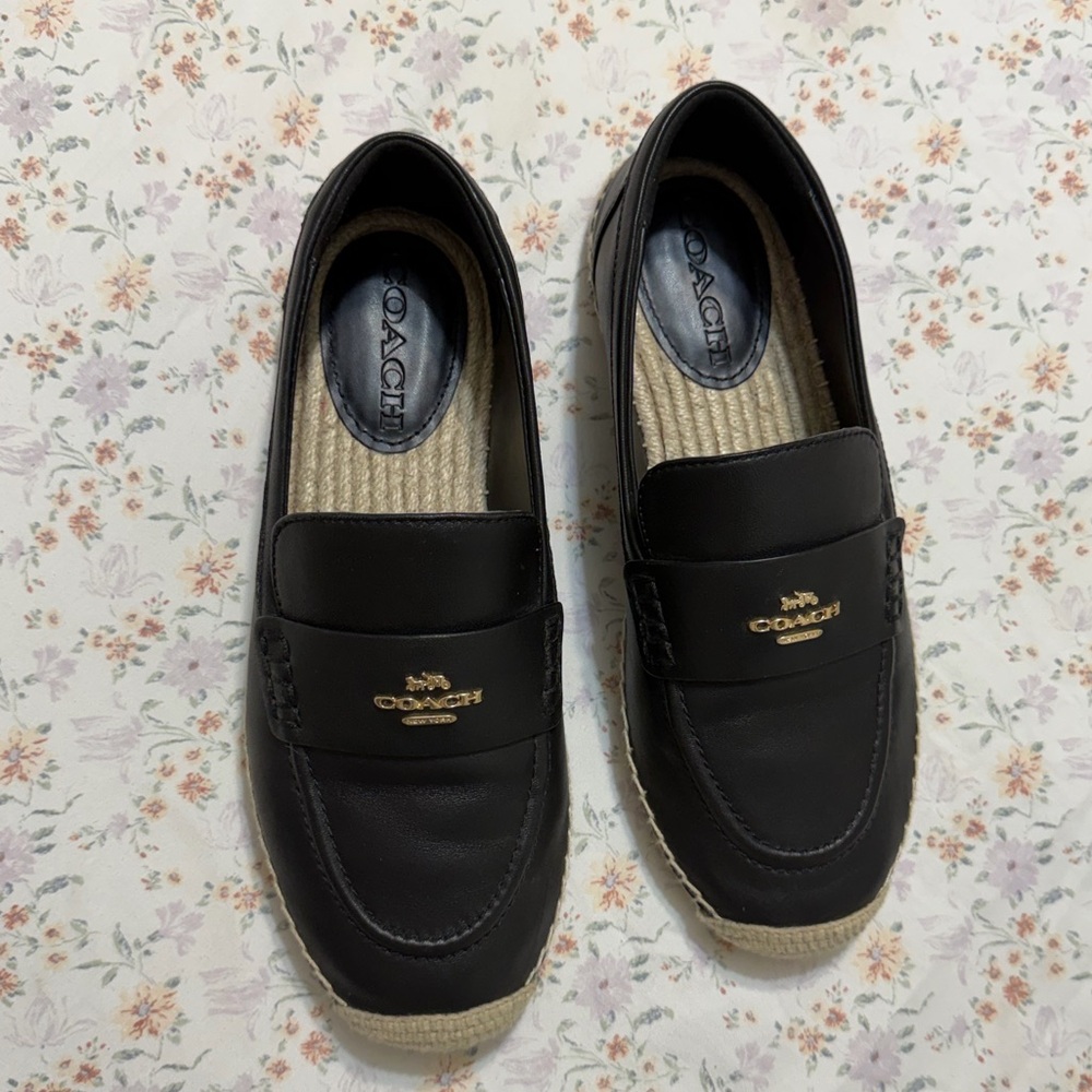 Coach Black Espradilles with Gold Logo
